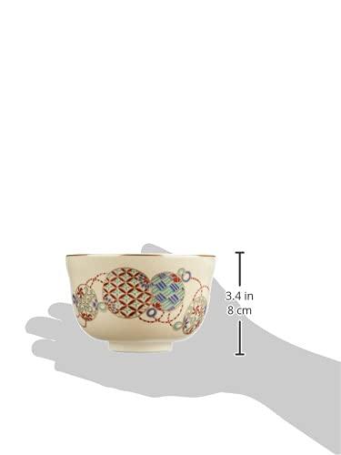 Miyachi Eikou Matcha Schale, Weiß, Größe: Durchmesser 12,4 cm x Höhe 7,8 cm, Ninsei Kujudama, Papierverpackt