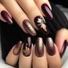 Fall Press on Nails Long Ballerina Coffin Nails Thanksgiving Maple Leaf Acrylic Glue on Nail Glossy Autumn Gold Maple Leaves Fake Nail for Women DIY