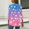 Women's T Shirt Christmas Print Button 3/4 Sleeve Daily Weekend Fashion Basic V- Neck Regular Top