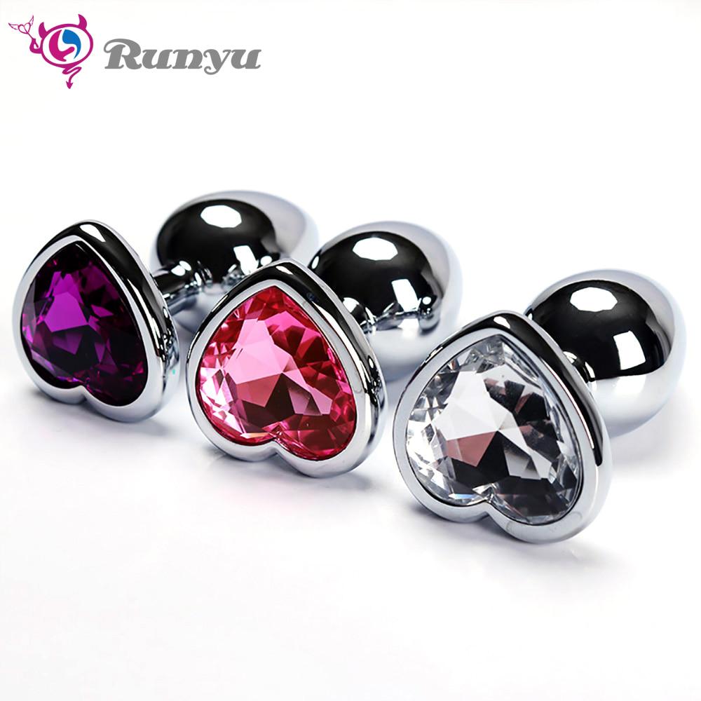 Anal Plug Sex Toys Stainless Smooth Steel Butt Plug Tail Crystal Jewelry Trainer For Women/Man