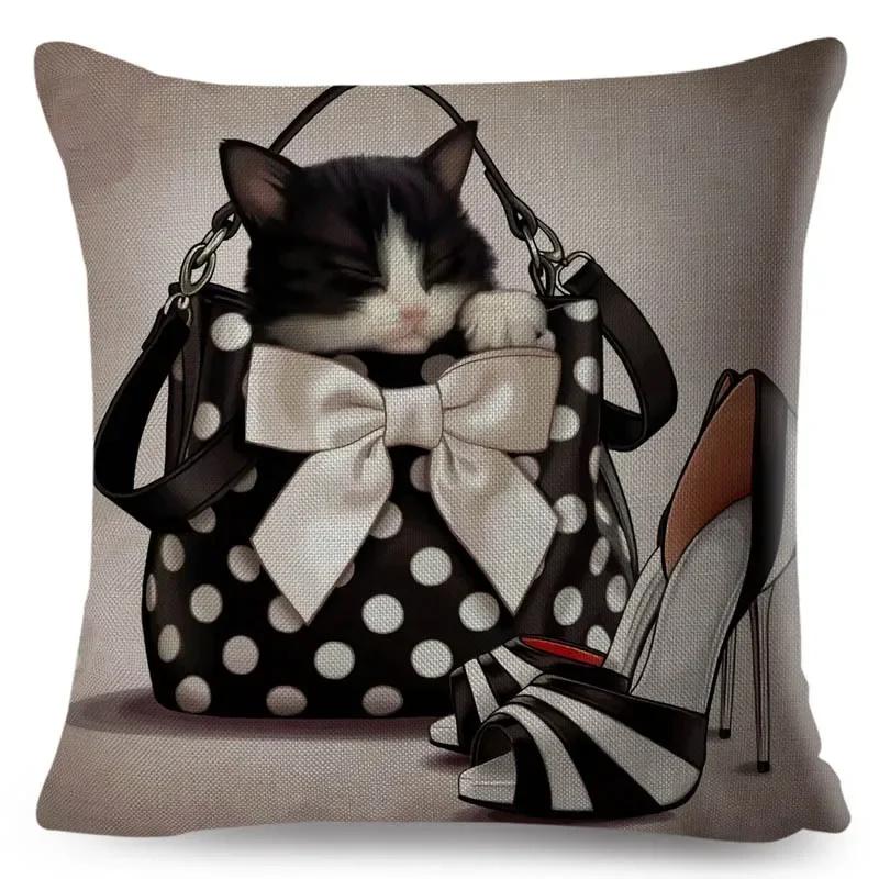 Cute Cartoon Dog Pillowcase Linen Decorative Pillowcase Office Home Sofa Decorative Cushion Cover 45*45Cm
