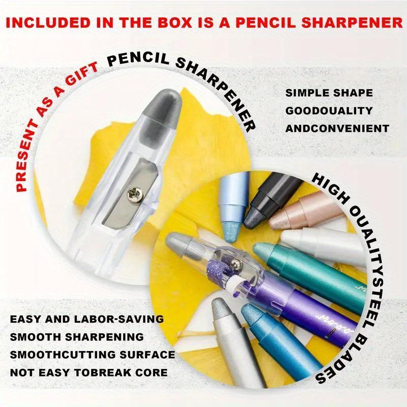 Caneta iluminadora de diamante perolado rosado com apontador de lápis, caneta delineadora de sombra brilhante, caneta delineadora com brilho suave