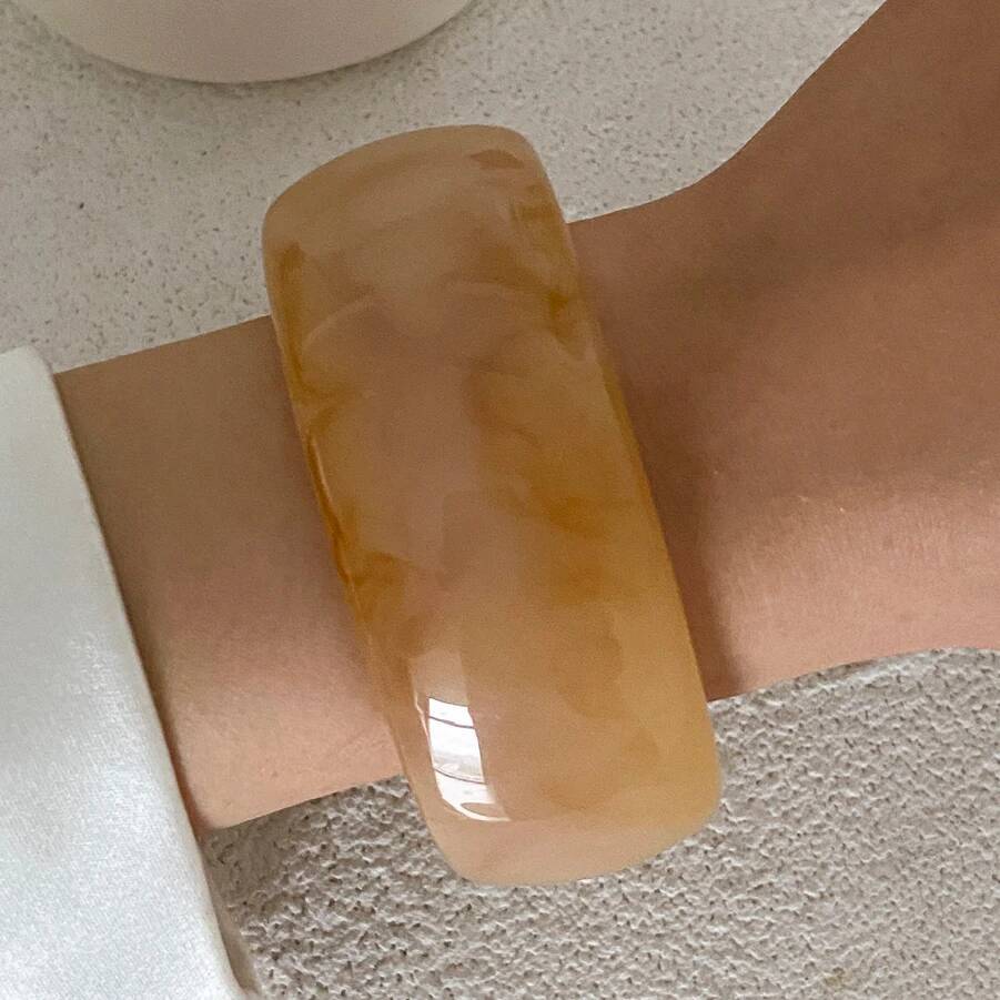 IngeSight.Z Exaggerated Irregular Red Brown Resin Acrylic Wide Resin Bracelets Women Punk Geometric Bangles Party Daily Jewelry