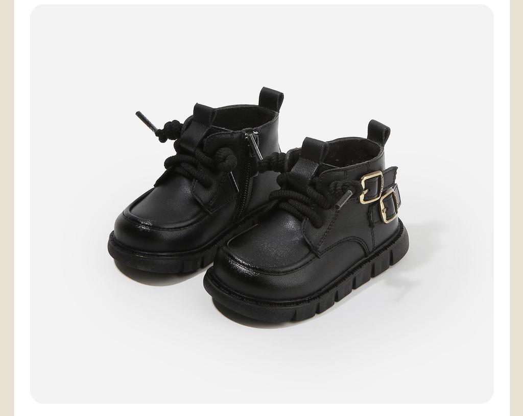 Autumn/Winter Non-slip Soft Sole Baby Walker Boots - British Style for Boys & Girls, Plus Velvet Leather