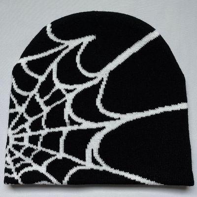 Gothic Spider Pattern Wool Acrylic Knitted Hat Women Beanie Winter Warm Beanies Men Grunge Hip Hop Casual Skullies Outdoor