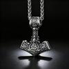 YQ 316L Stainless Steel Viking Rune Pendant Necklace For Men Nordic Odin Thor Hammer Punk Jewelry Accessories