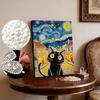 DIY Starry Night Cat Pearl Art Painting for Adults/Beginners Gift Home Decor Pearl Gem Paintings Picture Arts Craft 30x40cm Without Frame
