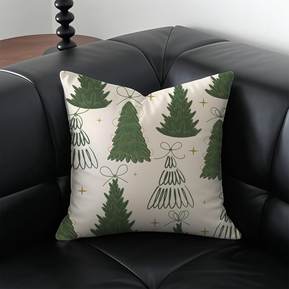 CChristmas Tree Cushion Cover Pillow Case Antidustmite Invisible Zipper Silky Plush Cushion