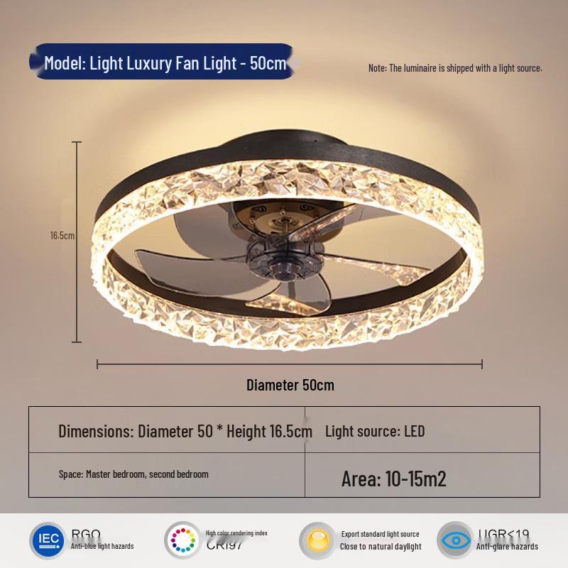 Large Wind Power Ceiling Fan with Light - Invisible Blades, Frequency Conversion for Living and Dining Rooms, Bedrooms