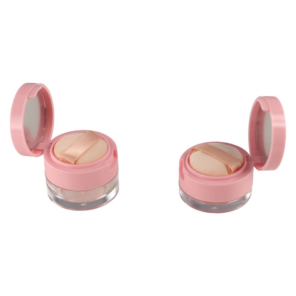 Reusable Mini Loose Powder Jar Plastic Portable Bulk Powder Box with Sieve Pink Cosmetics Container Lady
