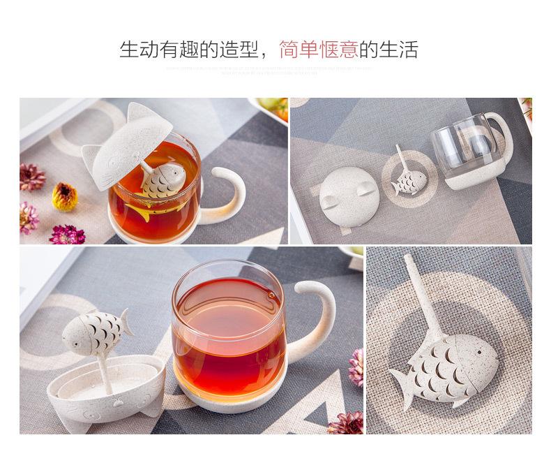 Süße Katzen Glas mit Deckel Büro Paar Blume Tee Filter Wasserbecher Kreativer Becher Cartoon Einfaches Design und Kreatives Konzept