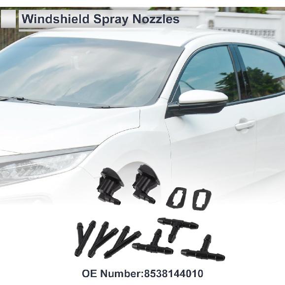 Windshield Washer Nozzle for Toyota Tacoma 2005-2015 Front W/ 3 Pcs Y Hose Connector Car 8538144010 Black Plastic 1 Set