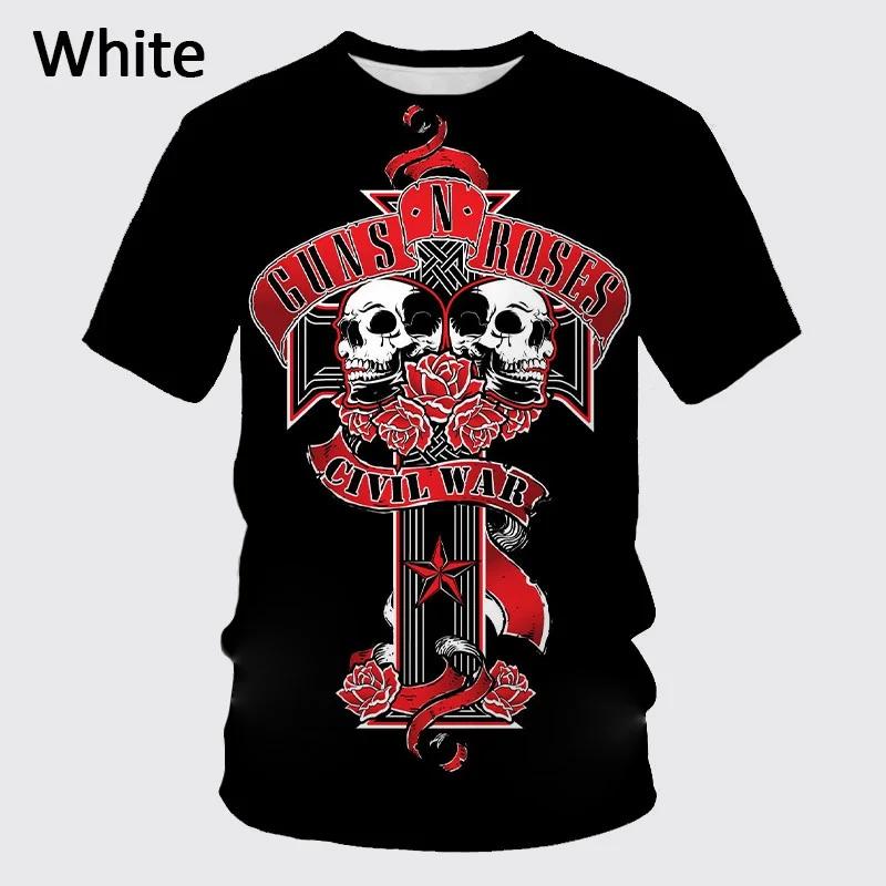 Summer   Guns N' Roses Rock Band 3d T-shirt Unisex's And WoUnisex's Hip-hop Casual Fashion T-shirt Harajuku Oversized Tops