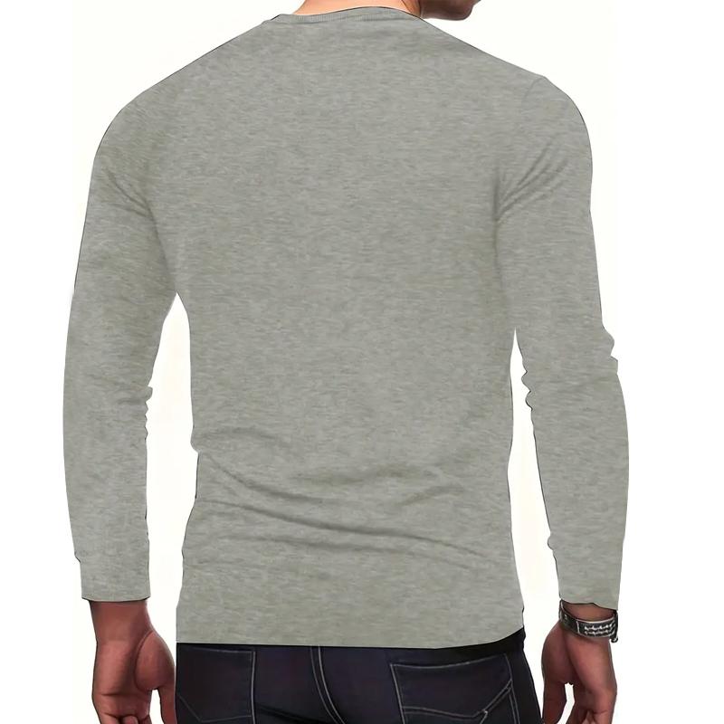 Long Sleeved Striped Pattern 3D Digital Printed Men's T-shirt for Fashionable Outdoor Wear, Comfortable Polyester Fiber for Spring and Autumn