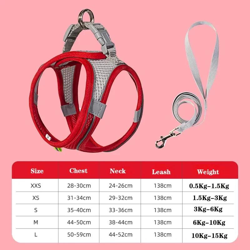 Adjustable Puppy Cat Harness Vest Dog Harness Leash Set for Small Dogs French Bulldog Chihuahua Pug Outdoor Walking Lead Leash