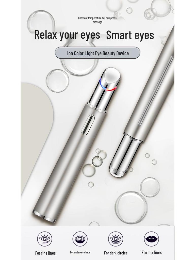 Elektrischer Augenmassagegerät mit Ionentherapie - Reduziert feine Linien, strafft und liftet, Farblicht-Schönheitsstift