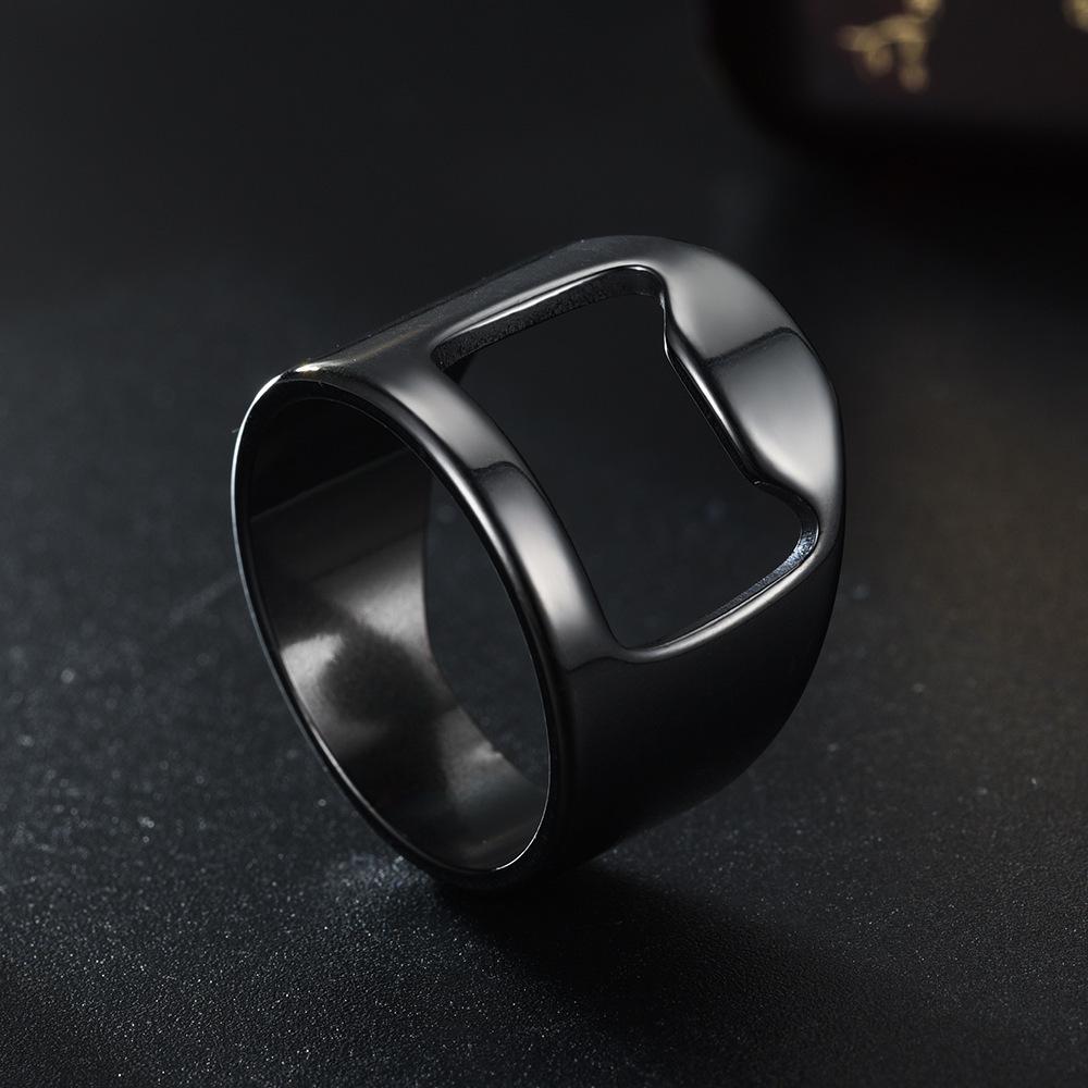 Men's Stainless Steel Bottle Opener Ring - Creative Finger Jewelry, Douyin Style