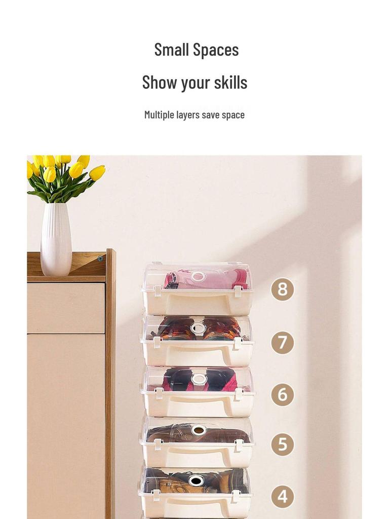 Transparent Space-Saving Long Boot Storage Box - No-Installation Shoe Cabinet