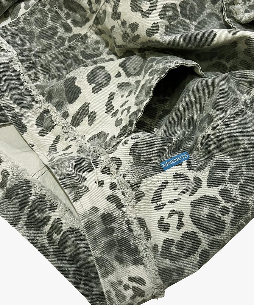 Ninenuts Leopard Grunge Trucker Jacket_Grey
