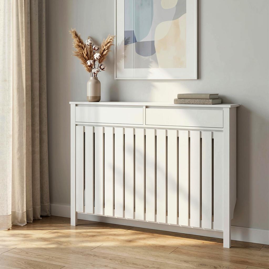 93 X 119cm Rustic Look Radiator Cover White