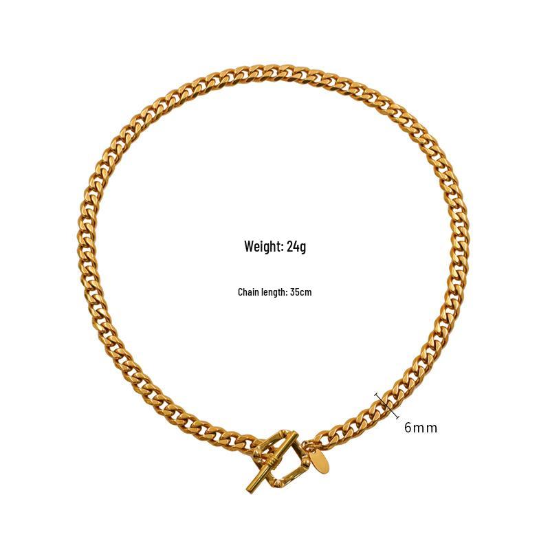 

Европейский и американский INS стиль Геометрическое квадратное ожерелье из нержавеющей стали – Не выцветающая гальваническая цепочка для ключиц для женщин