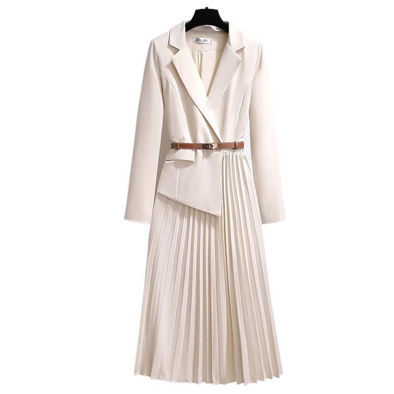 Women's French V-Neck Slimming Suit Dress - Autumn/Winter 2025 Collection, Long Sleeve, Elegant Style