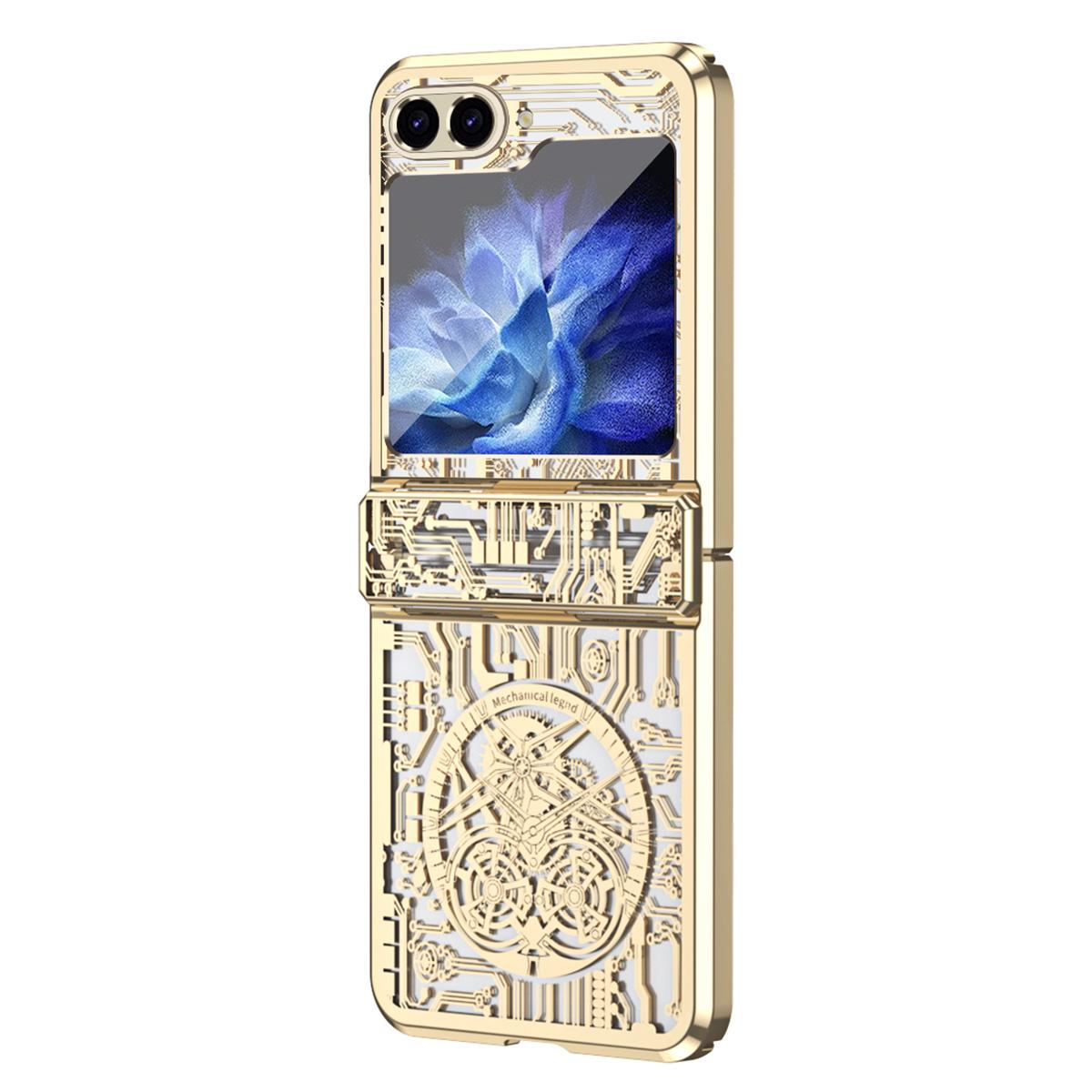 

Mechanical Legend Series Hard PC Case for Samsung Galaxy Z Flip5 5G Protective Phone Case Electroplating Cover Champagne Gold