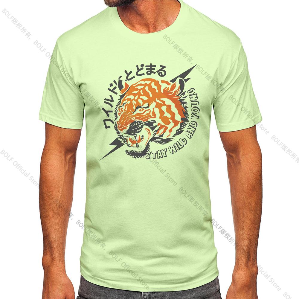 Men's Tiger Printed Vintage T-shirt Sport 100% Cotton Funny Tees for Men Women Sportswear Tops