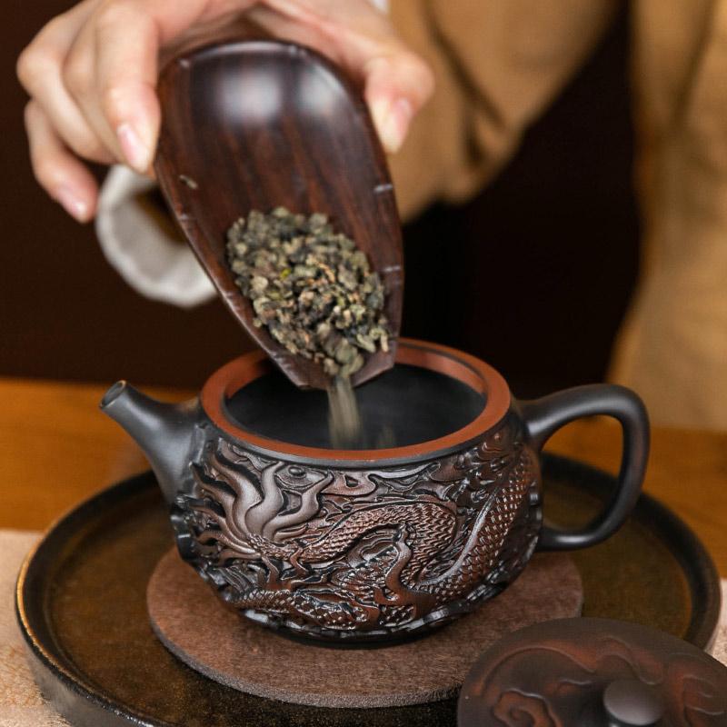 Lila Keramik Drehbarer Topf Keramik Kung Fu Teekanne Einzelne Teekanne Pu'er Tee Zubereitungsgerät Teesets Chinesische Teekanne