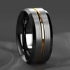 8MM Fashion Gold Color Groove Stainless Steel Rings Silver Color Brushed Black Edge Rings Women Wedding Band Jewelry Men's Ring