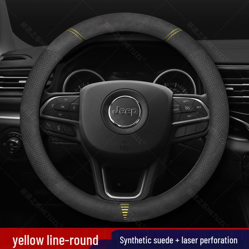 Breathable Non-slip Hand-sewn Leather Steering Wheel Cover for 05-24 Jeep Gladiator