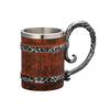 Insulated Nonrust Steel Beer Cup Retro Wood Texture Design Oversized Capacity Resin Reinforced Exteriors For Camping Parties
