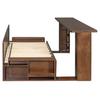 Queen Size Daybed with Removable Desk, Storage Drawers and Hydraulic Side Table, 4-in-1 Multifunctional Sofa Bed for Small Spac