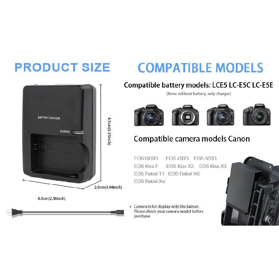 KUTOU LP-E5 Battery Charger LC E5 LC E5E for Canon EOS 1000D 450D 500D Kiss F X2 X3 Rebel T1i XS Xsi Cameras