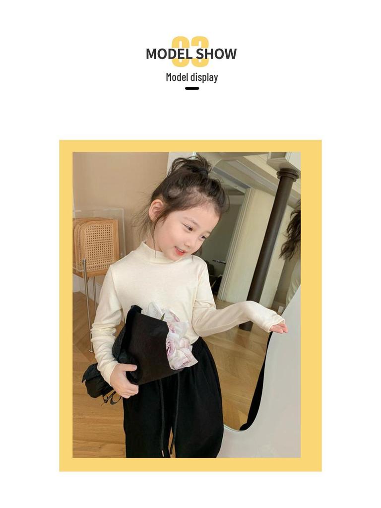 Kids' Fleece-Lined Cotton Turtleneck Sweatshirt - Warm Autumn/Winter Layer