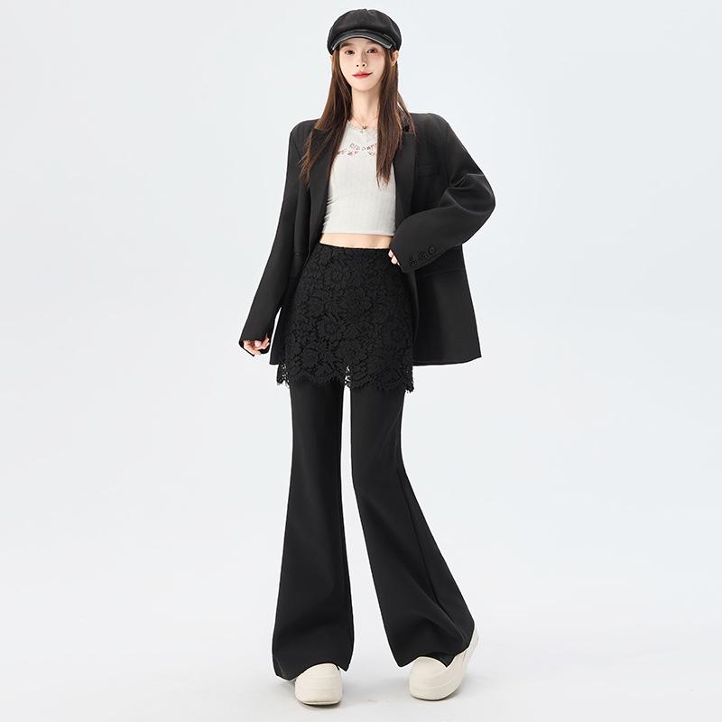 Lace-Accent High-Waist Slim-Fit Micro-Flare Pants for Women - 2026 Spring Fashion