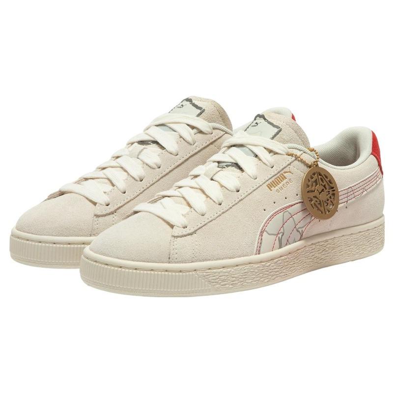PUMA Cny Papermaking Unisex Low-Top Suede Sneakers White Red 392950-01