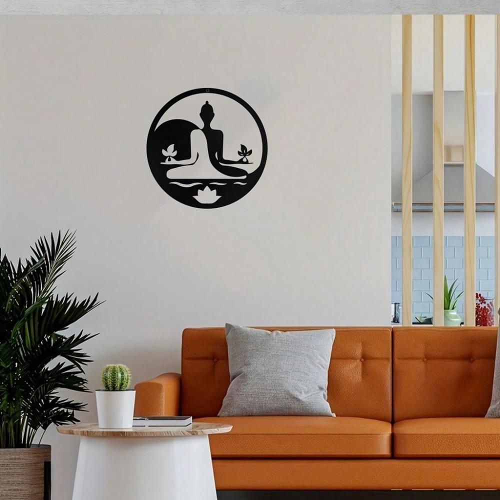 Metal Wall Art Buddha Figure Decoration for Meditation, Yoga Room, Living Room, Office Decor