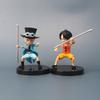 3Pcs/Lot 10cm Anime One Piece Luffy Ace Sabo PVC Action Figurine With Stick  PVC Action Figure Model Toys Dolls Kids Gifts