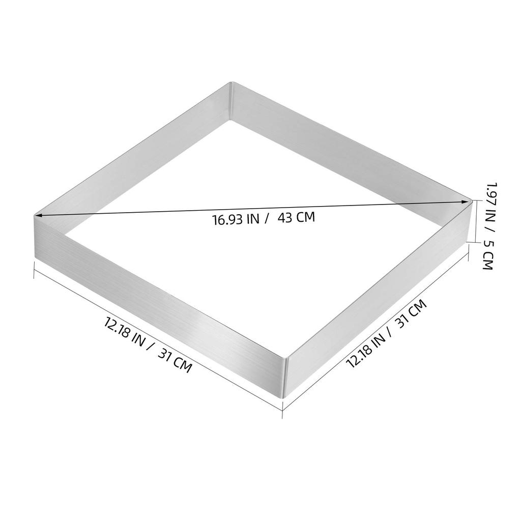 2,5 tums Fyrkantig Rostfri Stål Tårtring Mousseform Högtemperaturtålig för Bakning och Matlagning DIY Tårta