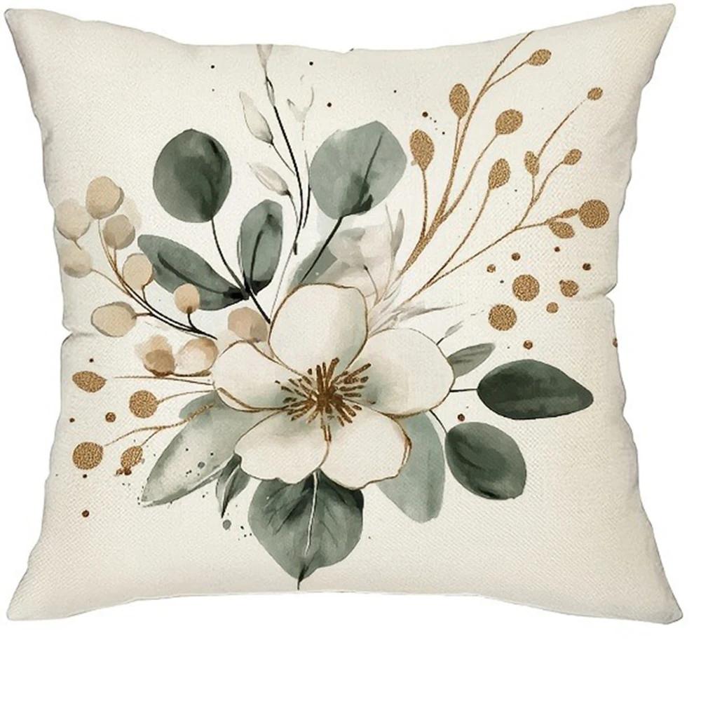 Blumen-Blattmuster Druck Kissenbezug Modern Minimalistisch Haus Schlafzimmer Zimmer Dekoration Wohnzimmer Sofa Kissenbezug