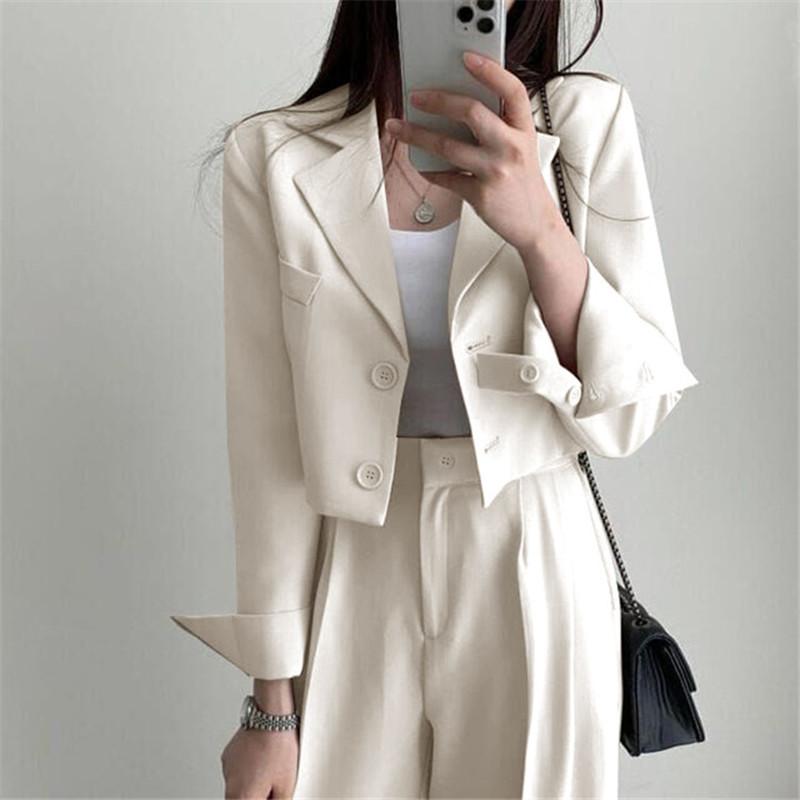 Casual Outfits Women Business Work Blazer Set Long Sleeve Cropped Blazers Pencil Pants Suit Office Lady Two Piece Set Tracksuits