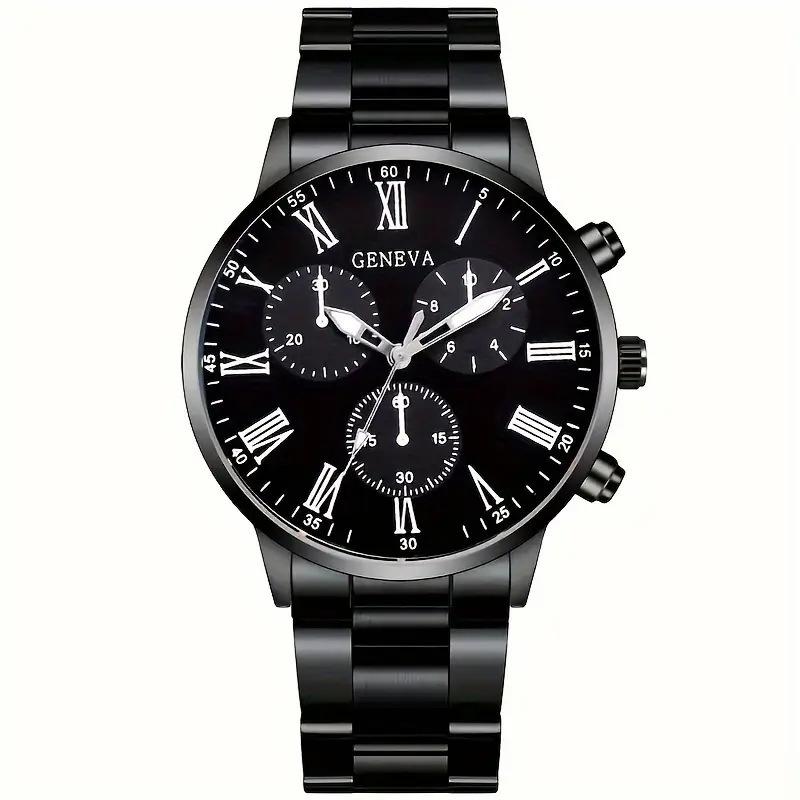 Fashion Men'S Steel Strap Watch Geneva Casual Business Quartz Watch Atmospheric Luminous Watch Trend