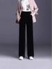 Women's Fleece-Lined Black Velvet High-Waisted Wide-Leg Pants - Autumn/Winter 2025 Collection