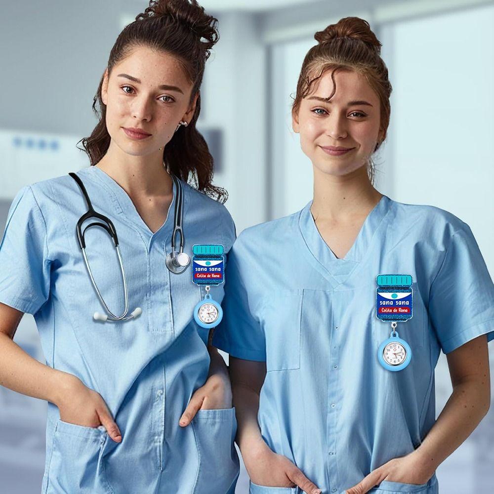 Cartoon Retractable Watch Brooch PVC Doctor Badge Reel Creativity Nurse Pocket Watches  Gift