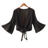Moda Estate Piccolo Sciarpa Donna Estate Scollo a V Profondo Sottile Canotta Cardigan Camicia Top Elegante Ampio Traspirante Chiffon Abbigliamento Protezione Solare