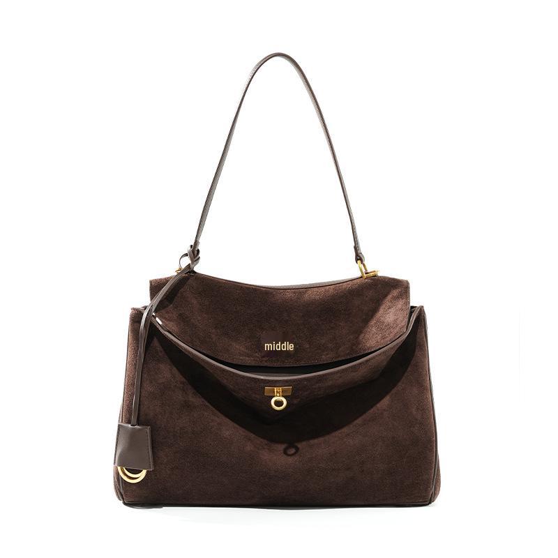 Rodeo Women's Suede Leather Underarm Tote: Premium Commuter Bag with High-End Design and Large Capacity.