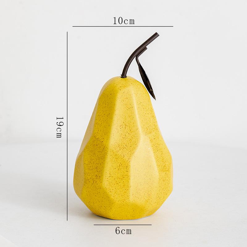Ceramic Crafts Pear Sculpture Geometric Surface Apple Pear Statue Home Decor Pear Apple Ceramic Decor Abstract Fruit Ornaments