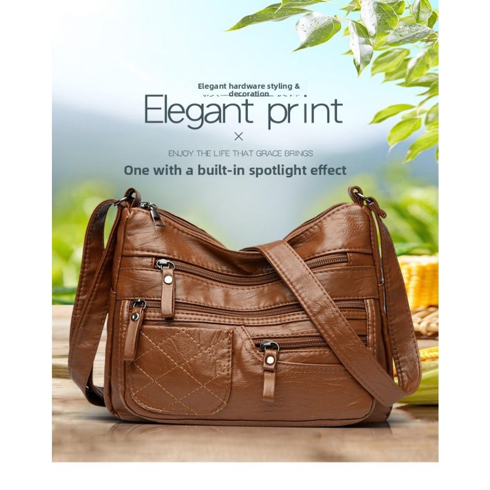 2025 New Soft Leather Bag Women's New Fashion Casual Versatile Temperament Shoulder Messenger Bag