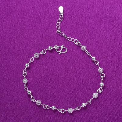 925 Sterling Silver Ball Charm Bracelets Link Chain Adjustable Bracelet For Women Party Wedding Jewelry A166